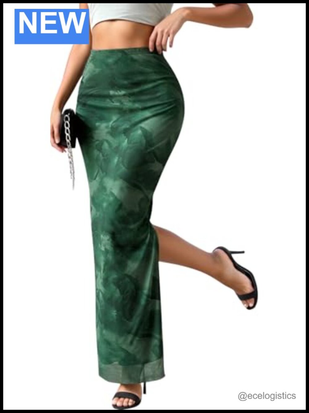 Women's Floral Mesh Maxi Skirt High Waist Bodycon Slit Boho Long Skirt